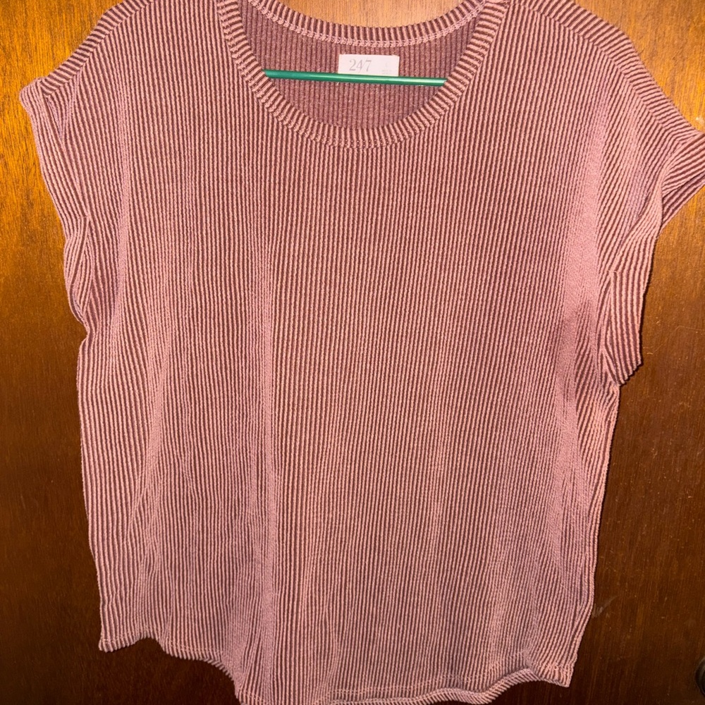 Maurices Mauve Ribbed Short Sleeve Top